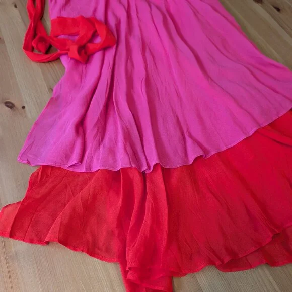 Farm Rio Tiered Midi Wrap Skirt L - Picture 4 of 6